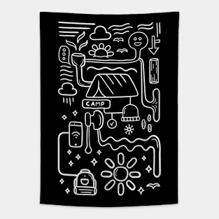 Camping Doodle Tapestry