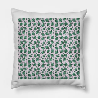 Monstera Leaves Pattern On Pastel Pink Pillow