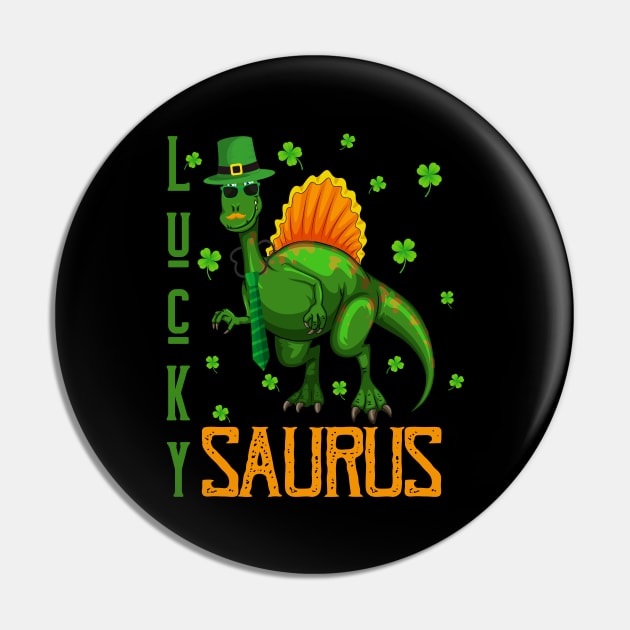 Lucky Saurus FUNNY Dinosaur Saints Patrick's Day Pin by happy6fox