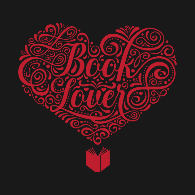 Book Lover Typography Heart by JayJayJackson