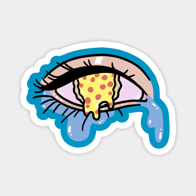 Crying Pizza Eye Magnet by saradaboru