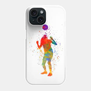 Woman footballer in watercolor Phone Case