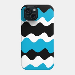 Black blue and white horizontal wavy pattern Phone Case