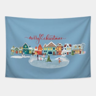 Christmas - Snowy Street Tapestry