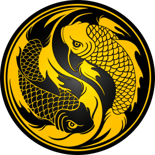 Yellow and Black Yin Yang Koi Fish Magnet