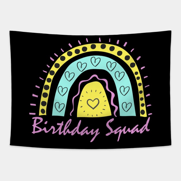 Birthday Squad Matching Birthday Rainbow Tapestry by LadySaltwater