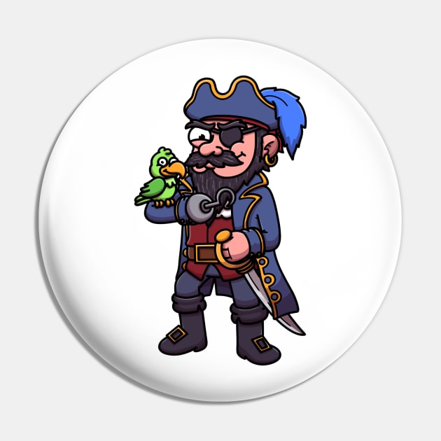 Pirate With Parrot Pin by TheMaskedTooner