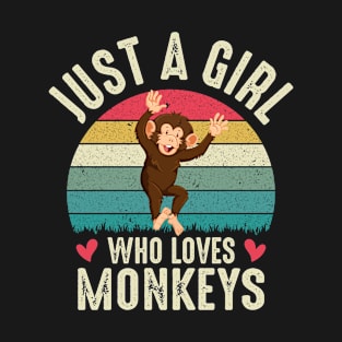 Monkeys Lovers Just A Girl Who Loves Monkeys Gift For Girls T-Shirt