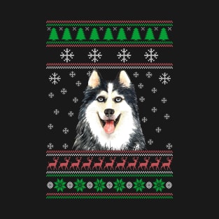 Siberian Husky Ugly Christmas Sweater Funny Dog Lover Owner Gifts T-Shirt