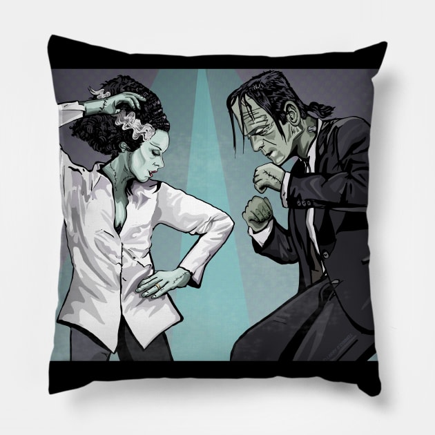Pulp Frankenstein -cinematic motif Pillow by FanboyMuseum