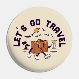 Let's Go Travel Retro Illustration Pin
