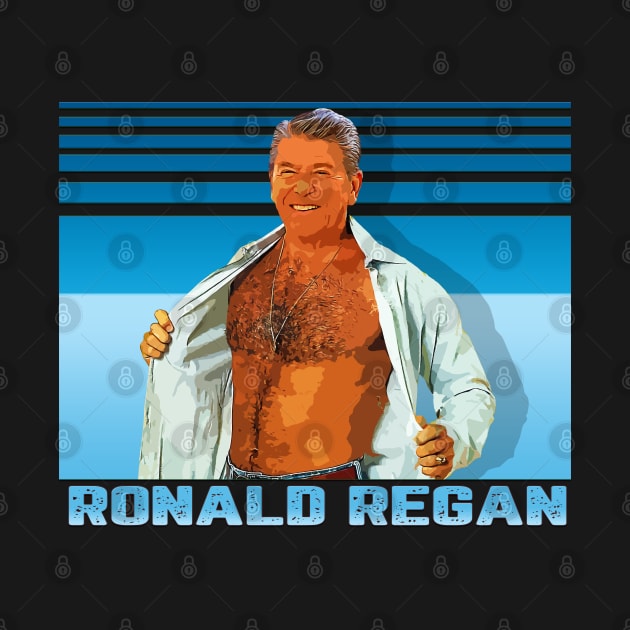 Ronald Regan ¯\_(ツ)_/¯ 90s Line Styled Fan Design by Shit Post Hero