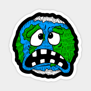 scared earth, environment and global warming. Magnet