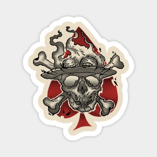 Burning Ace Pirate Skull Magnet