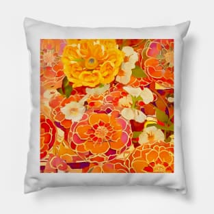 Flowers on Floral Pattern Pillow