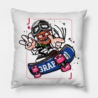 Jack Playing Card with Skateboard Graffiti Street Art Pillow