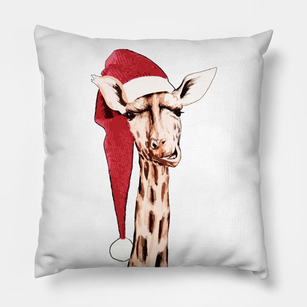 Christmas Giraffe Pillow by HammerPen