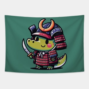 Kawaii Samurai Cute Animal Alligator Crocodile with Katana Tapestry