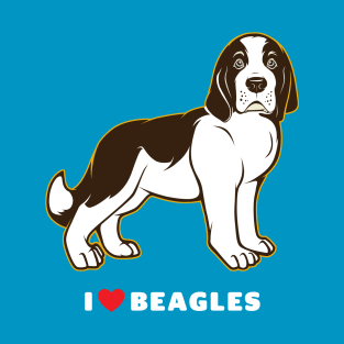 I Love Beagles Puppy Dog Art T-Shirt