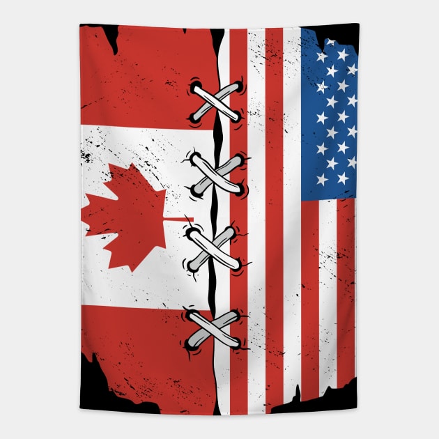 Proud Canadian American Heritage // Canada & USA Flags Tapestry by Now Boarding