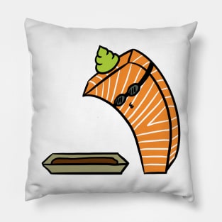 Salmon Sashimi Diving Into Soy Sauce Pillow