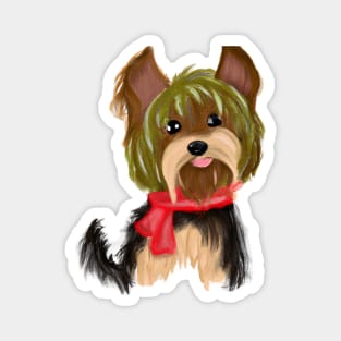 Cute Yorkshire Terrier Drawing Magnet