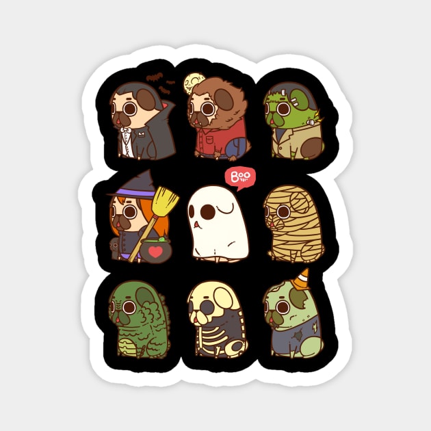 Halloween Puglie Magnet by Puglie Pug 