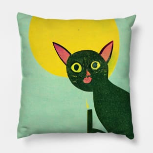 Dobby The Cat Retro Poster Vintage Art Dobby Wall Green Elf Illustration Pillow