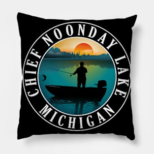 Chief Noonday Lake Fishing Michigan Sunset Pillow