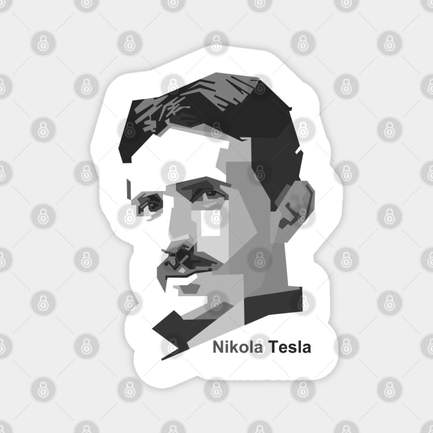 Nikola Tesla Grayscale Art Magnet by mursyidinejad