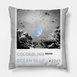 OCEAN BLUE - white card  by COLORBLIND WorldView Pillow