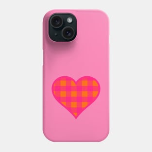 Orange and Pink Buffalo Plaid Heart Phone Case