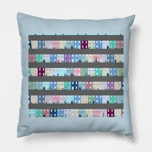 Houses Pattern Pillow by MarbleCloud