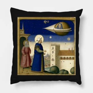 Look Up - Funny Medieval Illumination Anachronism History Pillow