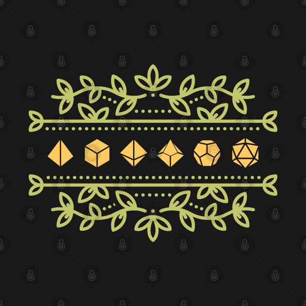 Plants and Succulents Yellow Polyhedral Dice Set by pixeptional