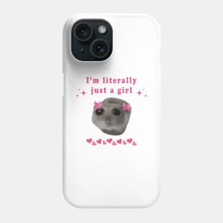 sad hamster meme a girl Phone Case