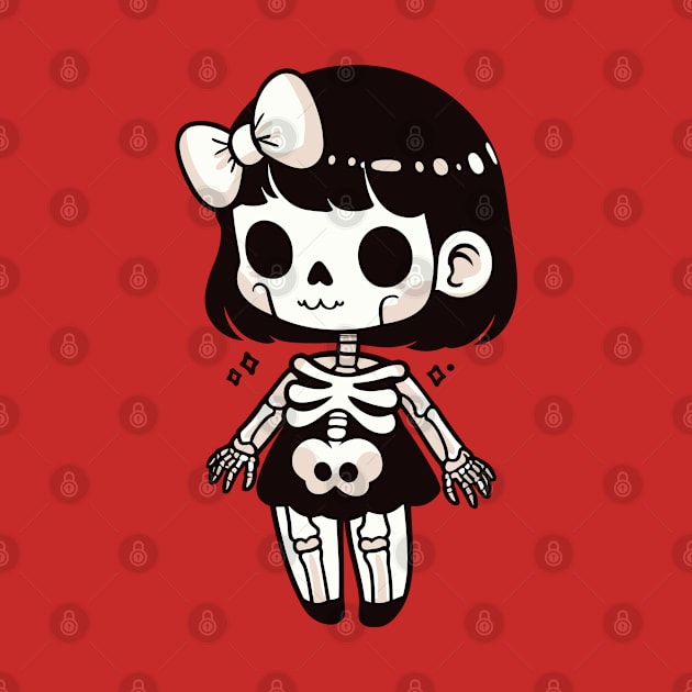 Cute Kawaii Skeleton Girl Costume | Cute Happy Halloween Skeleton Design by Nora Liak