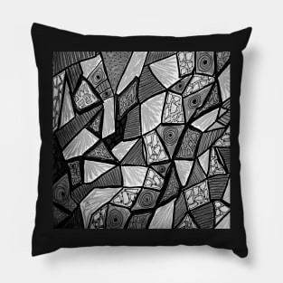 Stained glass in black and gray Pillow