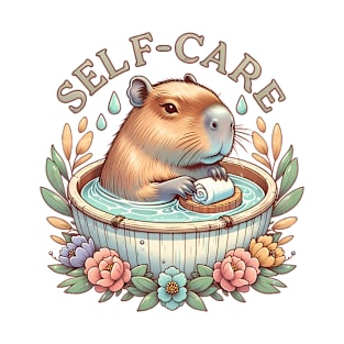 Self-care Capybara Bathing in a Hot Tub T-Shirt