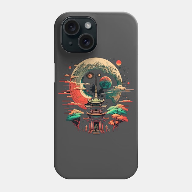 Japanese Temple Tokyo  Asian Inspired Retro Japan Phone Case by Linco