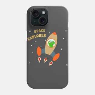 cute dinosaur astronaut play with his rocket. Phone Case