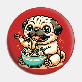 Cute Pug Eating Ramen Pin