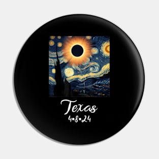 Solar Eclipse Texas 2024 Starry Night Pin