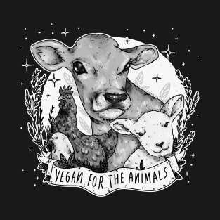 Vegan For The Animals [b&w] T-Shirt