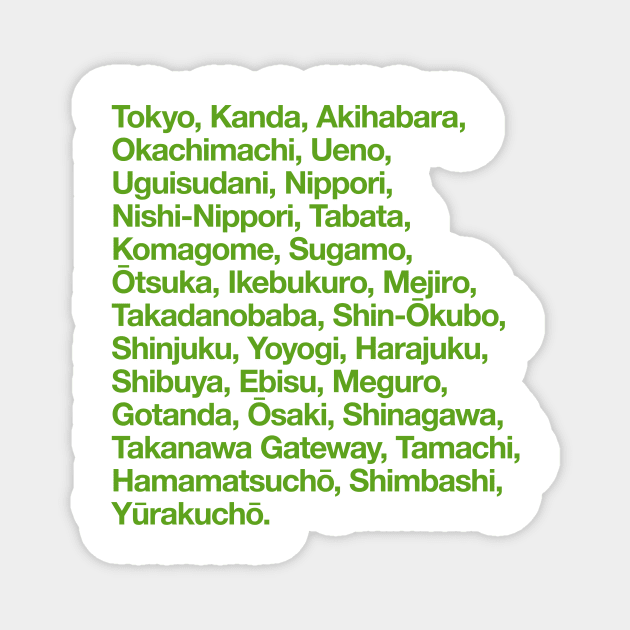 Yamanote Line Train Stations Magnet by conform