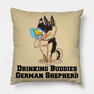 German Shepherd Dog Beer Drinking Buddies Series Cartoon Pillow