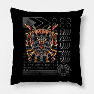 tiger samurai robot Pillow