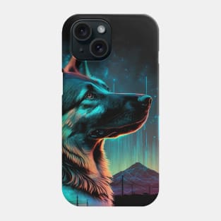 German Shepard Neon dog portrait Phone Case