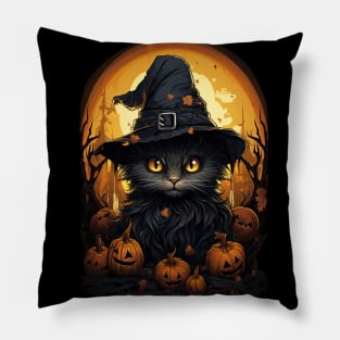 Halloween witch cat Pillow