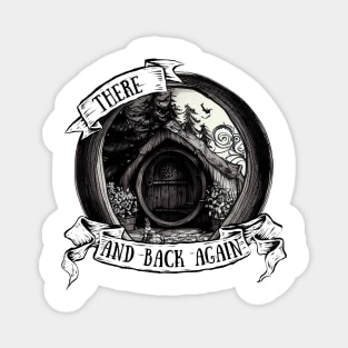 There and Back Again II - Round Door - Black and White - Fantasy Magnet